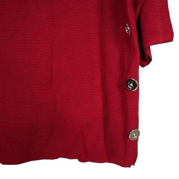 Chico's Women's L Chico's 2 Red Half Sleeve Red Button-Detail Sweater - Picture 5 of 9